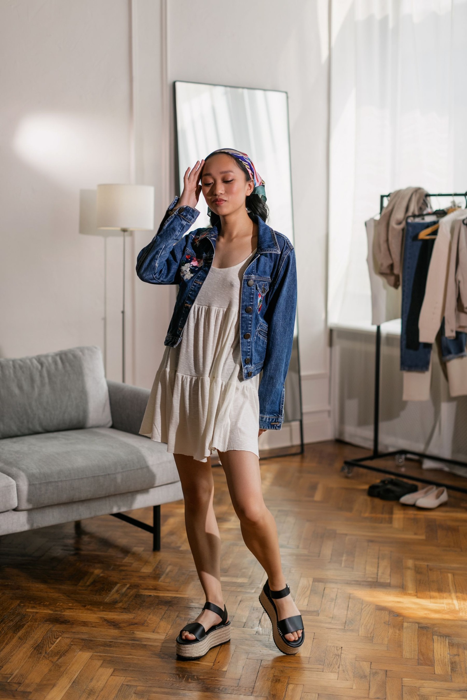 Pair a Denim Jacket with a Dress Without Bunching the Sleeves or Waist
