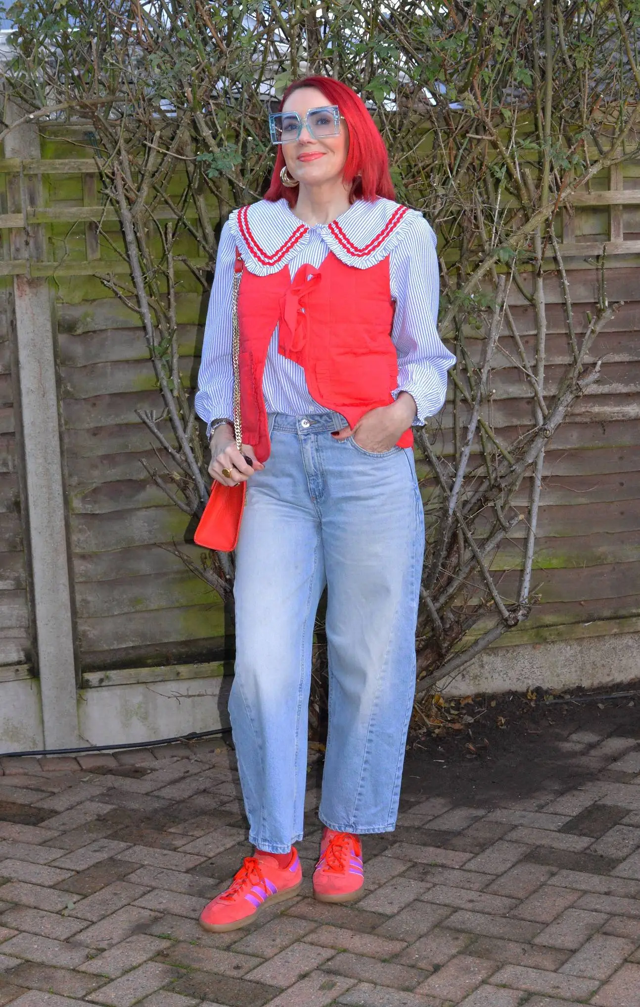Oversized Collar Striped Shirt