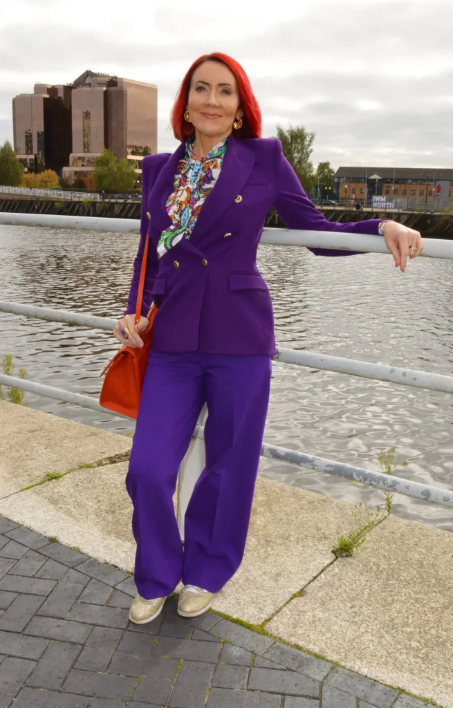 Purple Suit and Bow Blouse